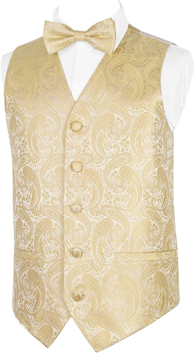 Thumbnail 6 de Alizeal Boys Classic Paisley Bow Tie and Suit Vest Set