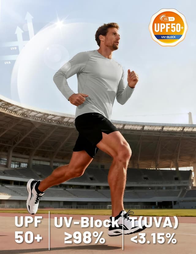 Detalle de TACVASEN Herren UPF 50+ UV-Schutz Langarmshirt (Rashguard) für Outdoor