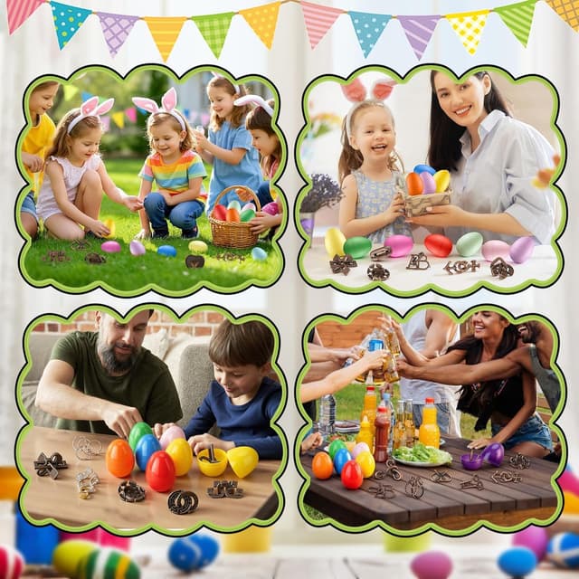 Detalle de 24-Pack Easter Eggs Filled With Brain Teaser Puzzles (Plastic Eggs + 3D Metal Block Puzzles)