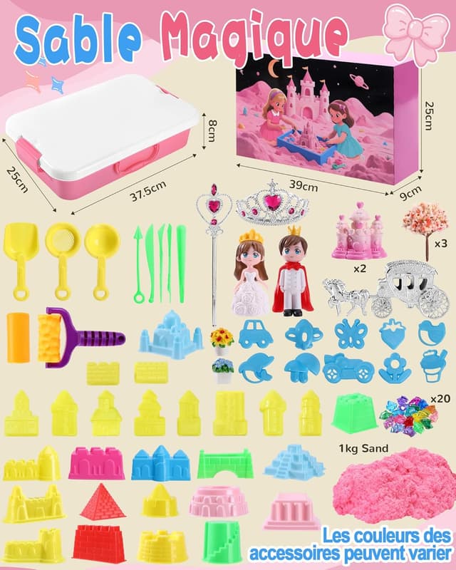 Detalle 2 de cycletour Coffret sable magique « Série Château » (1 kg de rose super sand) dès 3 ans