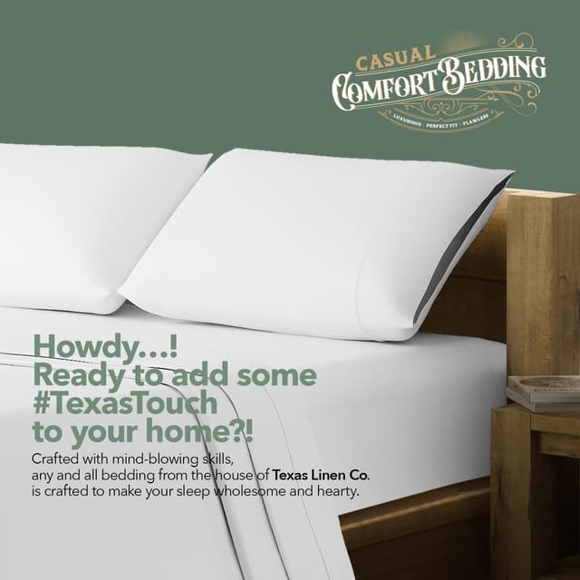 Thumbnail 6 de TEXAS LINEN CO. 100% Organic Cotton Percale Queen Sheet Set (4-Piece) — 16" Deep Pocket, White