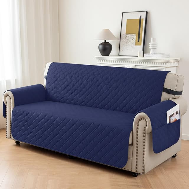 Detalle de YSTELLAA copridivano 100% impermeabile e antigraffio per divano 2 posti con braccioli, blu scuro