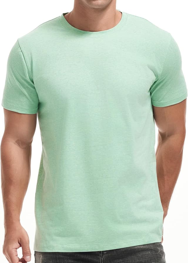 Detalle de VEIISAR Herren Langarm- und Kurzarm-T-Shirt aus 200 g Baumwolle (Slim Fit) – Zweifarben-Melange Unterziehshirt