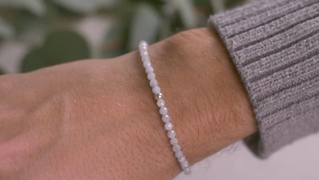 Detalle de BERGERLIN Echtes Naturstein Perlenarmband mit Aquamarin – 925 Sterling-Silberperle, Verschluss & Echtheitszertifikat