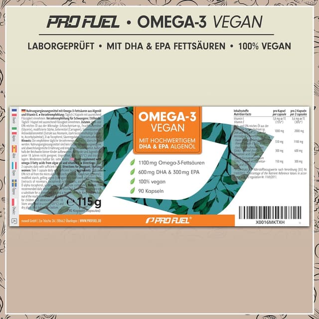 Thumbnail 5 de Omega‑3 vegan Kapseln 60× — 600 mg DHA + 300 mg EPA pro Tag 💊