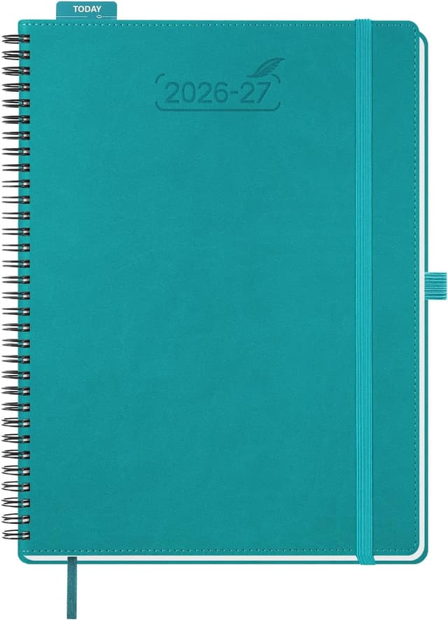 Detalle 2 de BEZEND Kalender 2026/2027 Klein Wochenplaner A6 (18 Monate) mit Ringbindung, Dunkelgrün