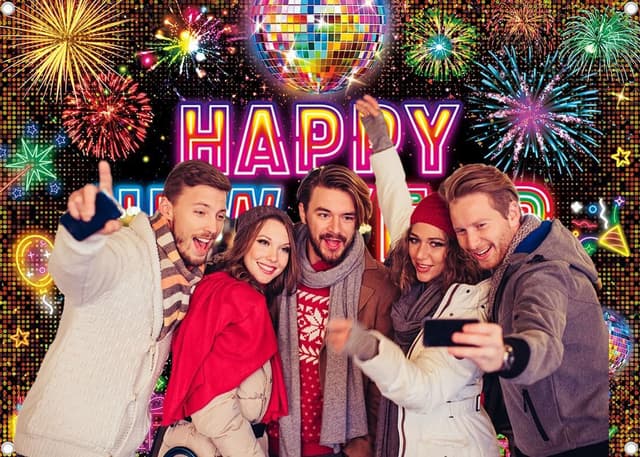 Thumbnail 4 de Happy New Year Neon Backdrop 7x5FT