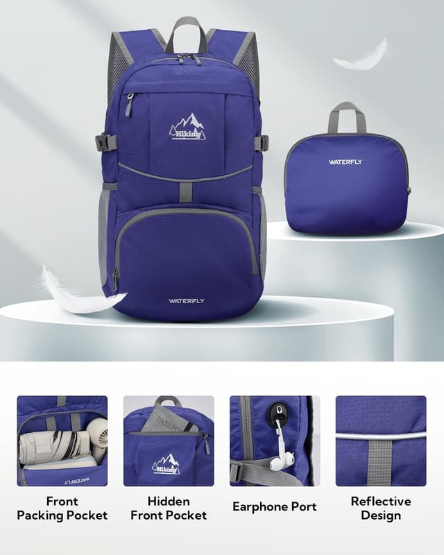Detalle de Waterfly faltbarer Ultraleicht-Rucksack mit 25 l für Wandern & Outdoor