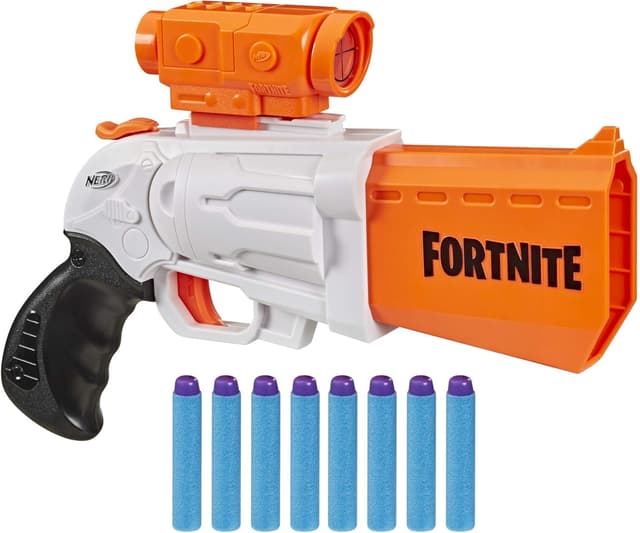 Detalle de Nerf Fortnite SR Blaster (4-Dart Hammer Action) with Removable Scope and 8 Nerf Elite Darts