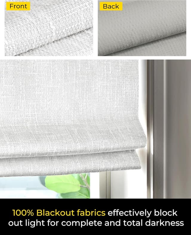 Detalle de UNISHADES No-Tools, No-Drill Cordless Roman Shades (100% Blackout) for Inside Mount, 32" W × 64" H, White