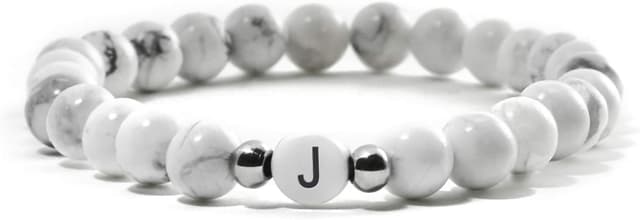 Detalle de Buchstaben Armband BERGERLIN Weiss Naturstein Magnesit