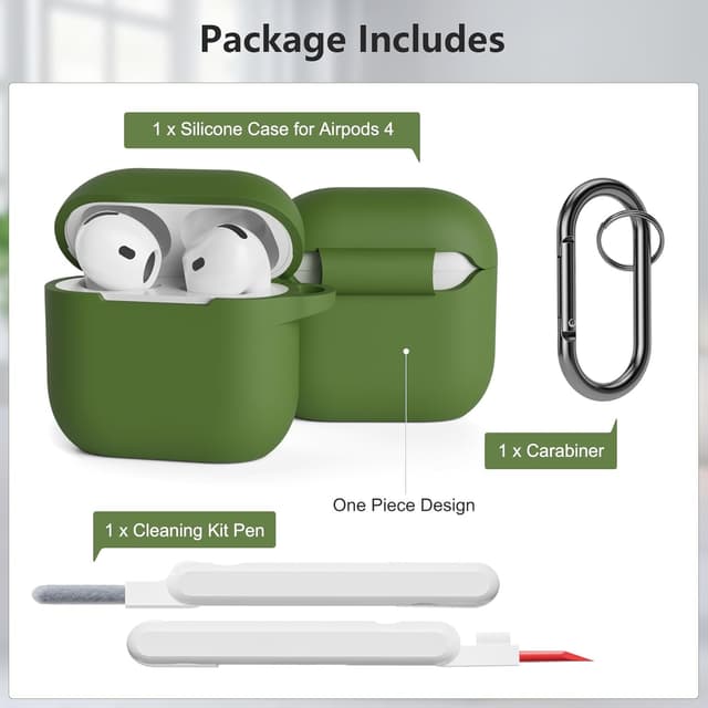 Thumbnail 6 de KOKOKA AirPods 4 Silicone Case Cover with Cleaner Kit (Grass Green)