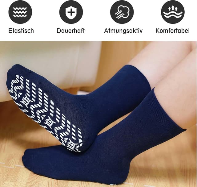 Detalle de PUTUO ABS Rutschfeste Socken für Herren (4 Paar) mit Noppen und Punktgummi – Stoppersocken aus Baumwolle