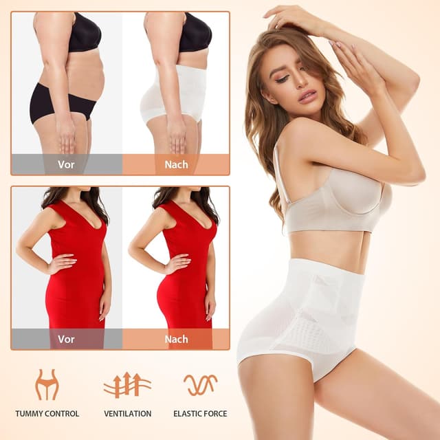 Detalle de SIMIYA Damen Shapewear Unterhose „Bauchweg“ mit hoher Taille und gekreuzten elastischen Bändern