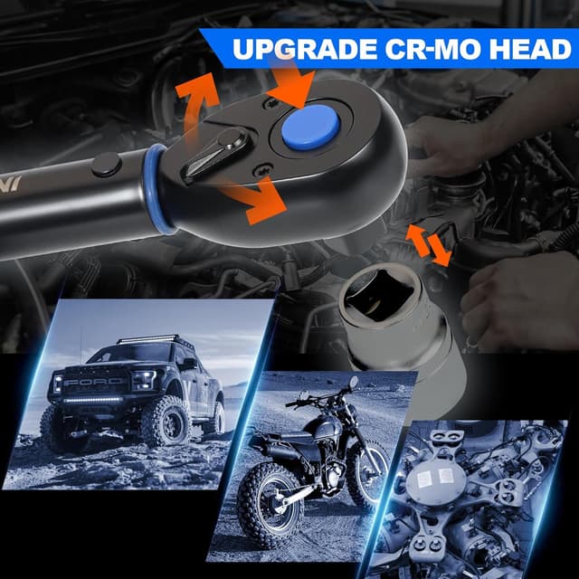 Detalle 2 de INGJER Upgrade Torque Wrench Auto 1/2" Drive Click Wrench (10–180 ft.lb) with 72-tooth Ratchet