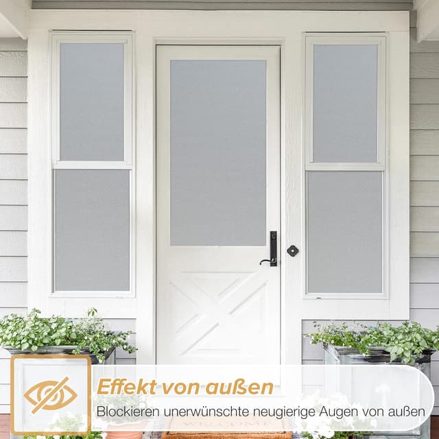 Detalle de rabbitgoo Milchglasfolie blickdicht mit Gitterdesign, selbsthaftend (75×200 cm) – Sichtschutz für Bad, Büro & Wohnzimmer