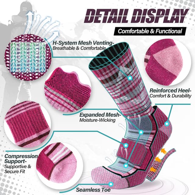 Thumbnail 3 de ANTSANG Merino Wool Hiking Socks 5 Pairs