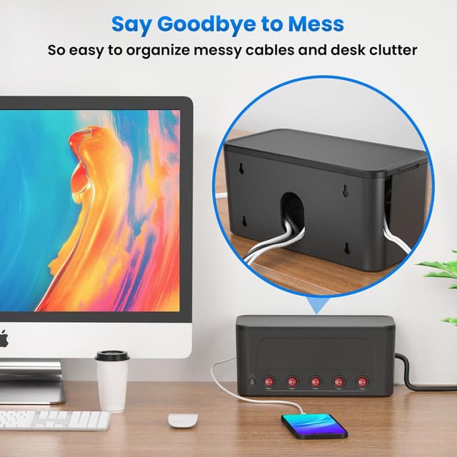 Thumbnail 3 de Scatola Porta Cavi con Ciabatta Multipresa 5 Prese Nero