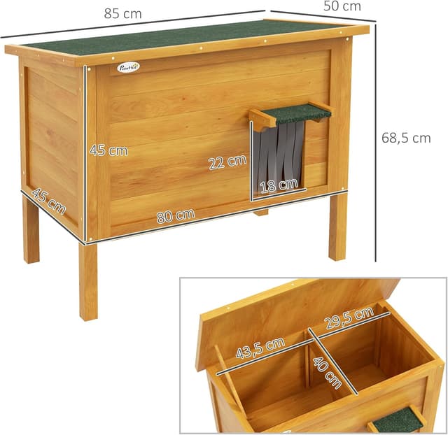 Thumbnail 6 de PawHut Maison pour Chats Niche Bois surélevée