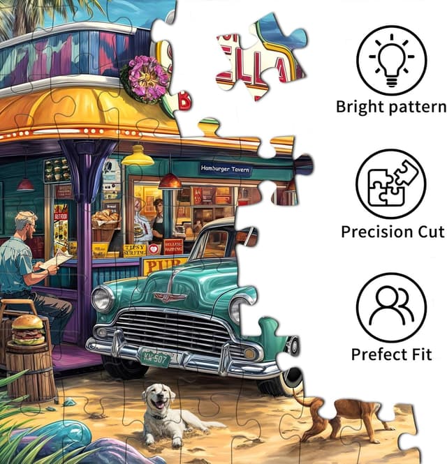 Detalle de Chalzidar Jigsaw Puzzles for Adults — 1000-Piece Seaview Campground Scene (27.5 x 19.7 in)