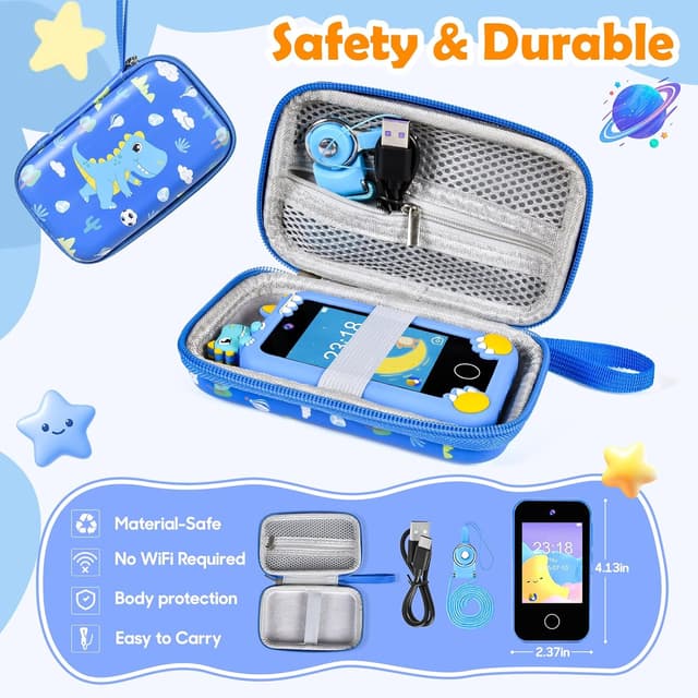 Thumbnail 6 de Jusvenmt Kids Phone for Boys (Dinosaur) with 2.8" Touchscreen, Dual Camera, 44 Games, 32GB Card