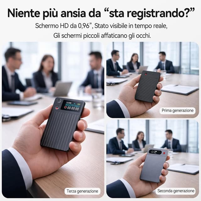 Detalle de KaiwuTek Note Pro Registratore Vocale AI con trascrizione e custodia magnetica