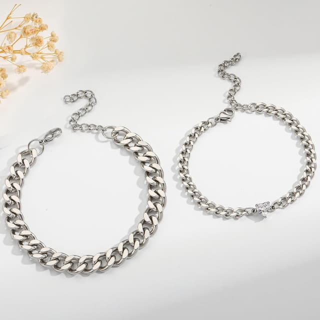 Detalle 2 de Fehki Edelstahl Partnerarmbänder 316L, 17+5 cm