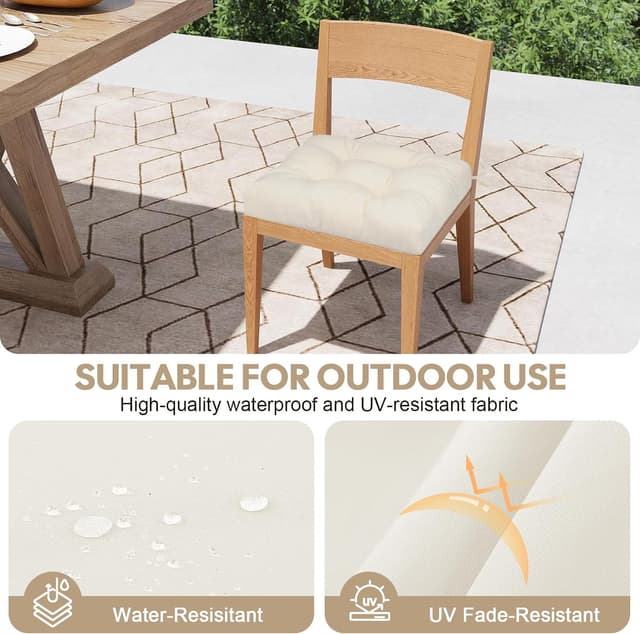 Detalle de PrimepatiO Outdoor Garden Chair Cushions Set of 2 (8cm thick, waterproof) – Beige 50 x 50cm