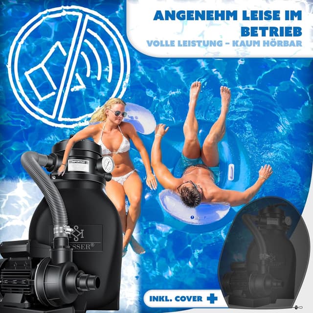 Detalle 2 de KESSER® Sandfilteranlage Sandfilteranlage+ (bis zu 20 kg Sand) mit 4-Wege-Ventil, 800 g Filterbälle – für Pools bis 10 m³/h