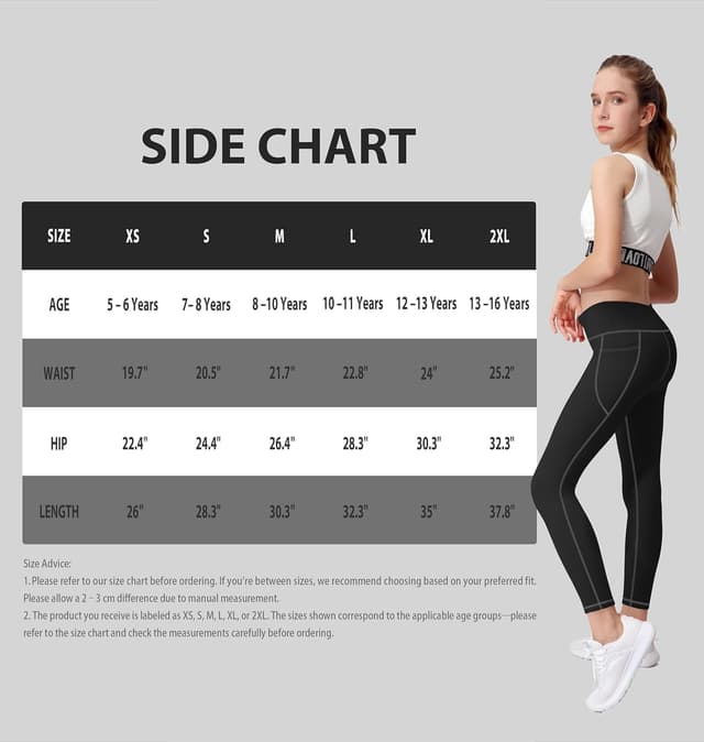 Detalle 2 de Mirity Girls Leggings for Kids with 2 Pockets for Yoga, Workout & Everyday Wear