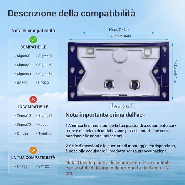 Detalle de Mendorio placca comando WC 243×163 mm