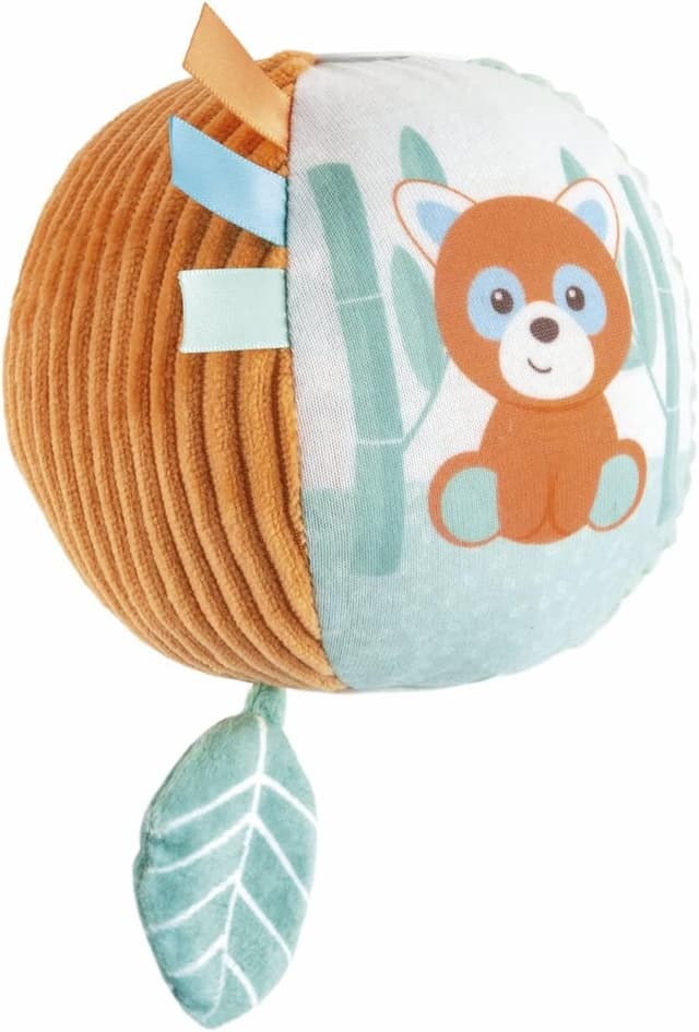 Detalle de Chicco My Sweet Doudou Panda & Chameleon Ball – weiche Stoff-Babyspielzeug-Ball mit Klimpern und Krinkeln