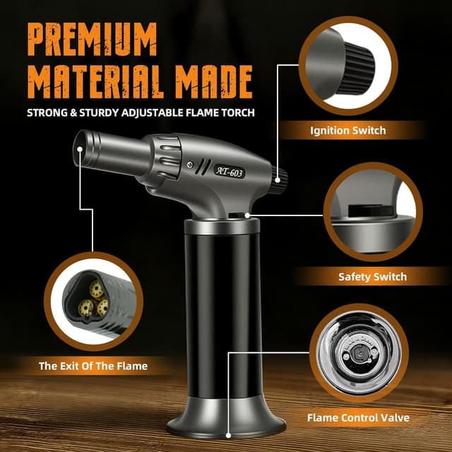 Detalle de Birthday Gifts for Men Whiskey Smoker Kit (No Butane) with Torch, 6 Wood Chip Flavors & Glasses