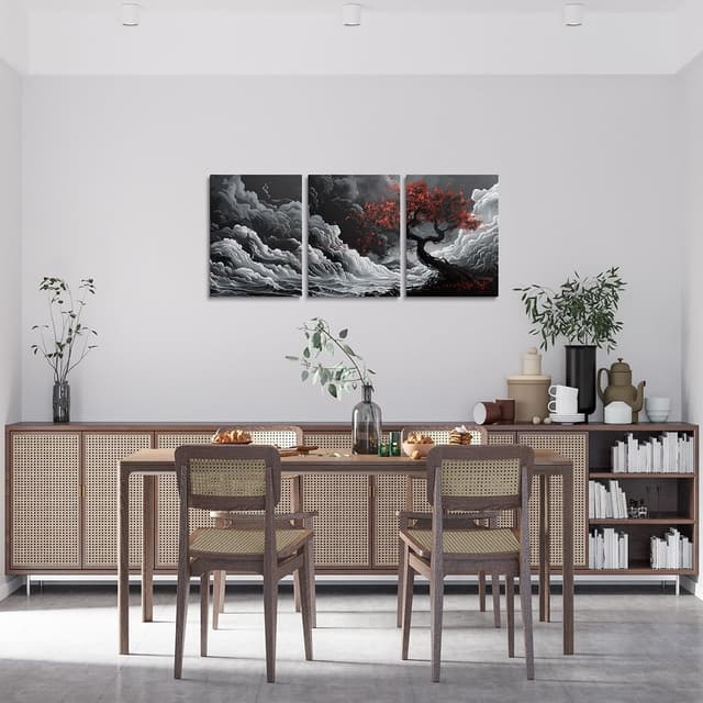 Thumbnail 1 de Homewish 3 Piece Red Maple Leaves Canvas 12x16in