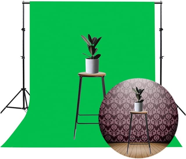 Detalle de Green Screen Fotohintergrund 1,5x2 m (Bonvvie) aus Musselin – faltbar für Chromakey in Foto & Video