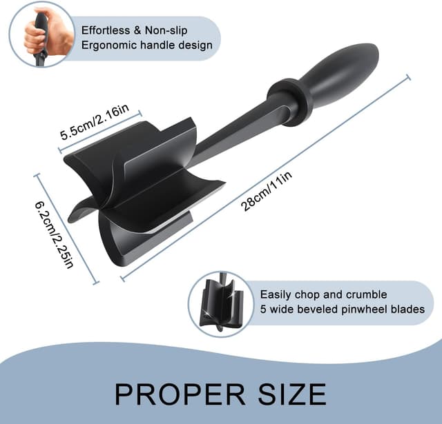 Detalle de Meat Chopper with 5 Curve Blades — Ground Beef Masher for Nonstick Pans (Heat-Resistant Nylon)
