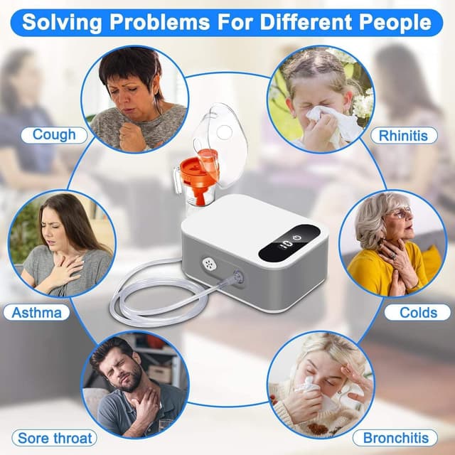 Detalle de Mldnld nebuliser machine for adults, with 2 masks & mouthpiece – portable home travel inhaler