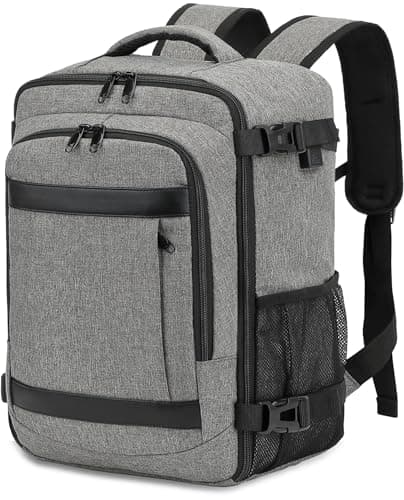 Detalle de KLOSTAIN Mochila de cabina para avión 40x20x25 cm (20L) gris melangé claro con compartimento para portátil