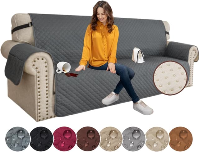 Detalle de XINEAGE Copridivano 3 posti impermeabile grigio scuro 🛋