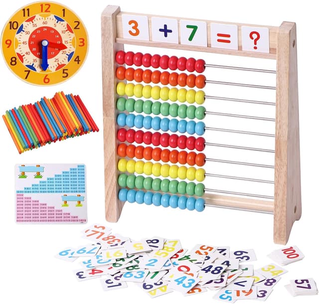 Detalle de Wooden Abacus for Kids, 100 counting sticks