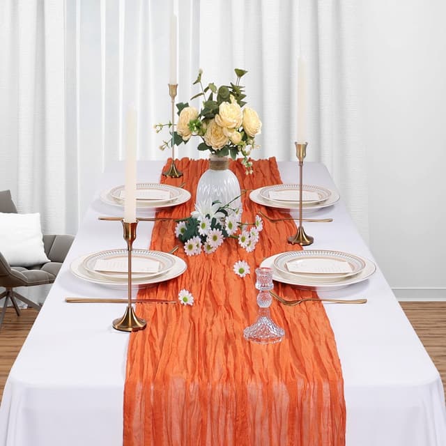 Detalle de Heneger 12-Pack Orange Cheesecloth Table Runner (10-Foot) for Easter, Spring & Boho Party Decor