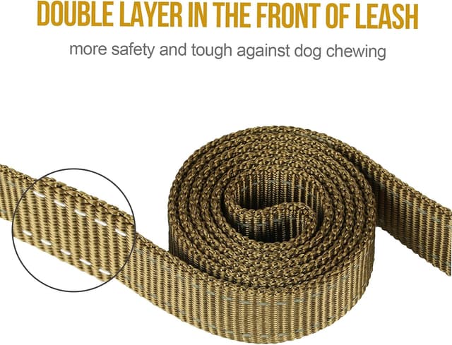 Detalle 2 de OneTigris Laisse double pour chien avec bandes réfléchissantes, M (jusqu’à 182 cm)