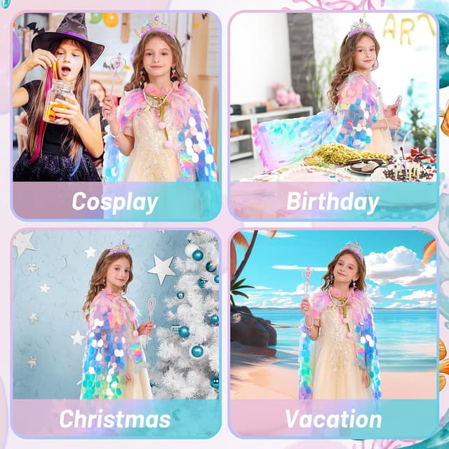 Detalle 2 de LIMIROLER Mermaid Princess Dress Up Kit 9 pcs