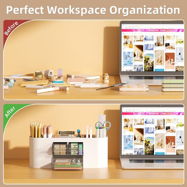 Thumbnail 6 de Marbrasse Organizer scrivania con 3 cassetti e 7 scomparti (bianco)