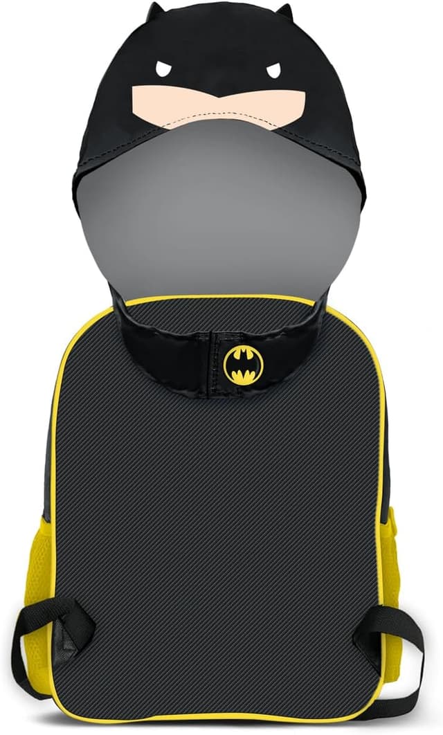 Detalle de Batman Chibi Mochila con Capucha Gris, 26x31 cm, 8.5L🦇