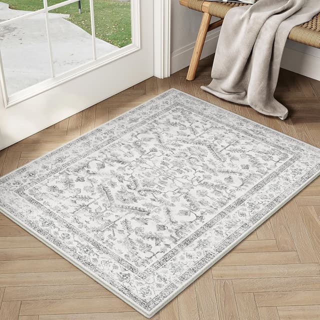 Detalle de PureCozy Graue Vintage-Fußmatte 60x90 cm