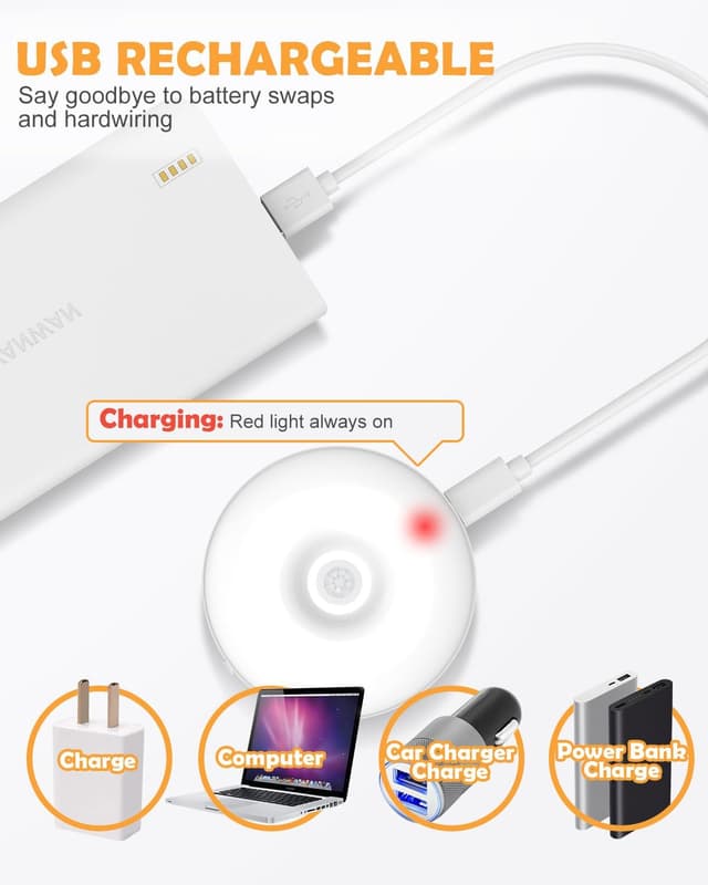 Detalle 2 de KALAHOL Motion Sensor Lights Indoor (10 Pack) – USB rechargeable cupboard, stair and under-cabinet night lights