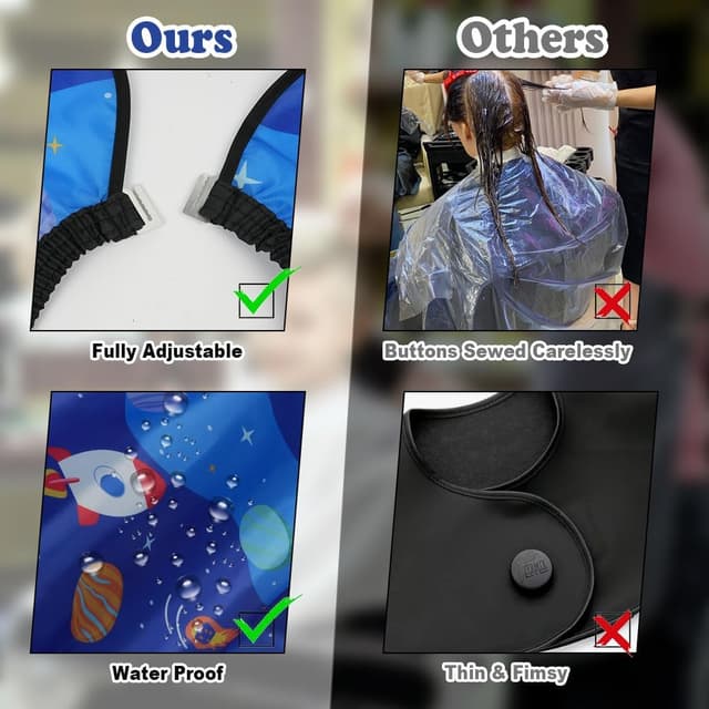 Detalle de AYBUY mantellina per taglio capelli bambini con pettine e spazzola (collo regolabile) – Blu