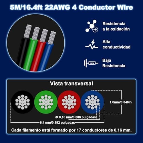 Detalle 2 de Câble de rallonge LED 4PIN 5 m ⚡
