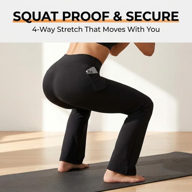 Thumbnail 6 de CAMBIVO Ladies Stretch Bootleg Trousers – Bootcut Yoga Pants with Pockets and Elasticated Waist